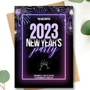 New Years Eve, Editable New Years Party Invitation,  Party Invitation, Digital Party Invite, DIY, Invitation Template