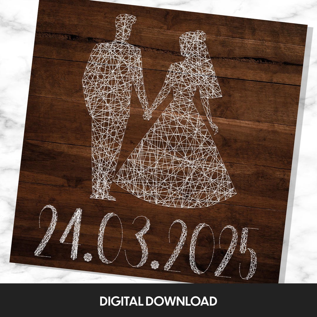 Wedding String Art Pattern | DIY Bride & Groom Template | Personalized ...