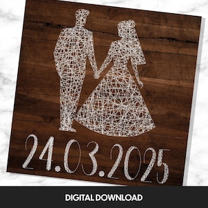 Wedding String Art Pattern | DIY Bride & Groom Template | Personalized Gift | Digital Download