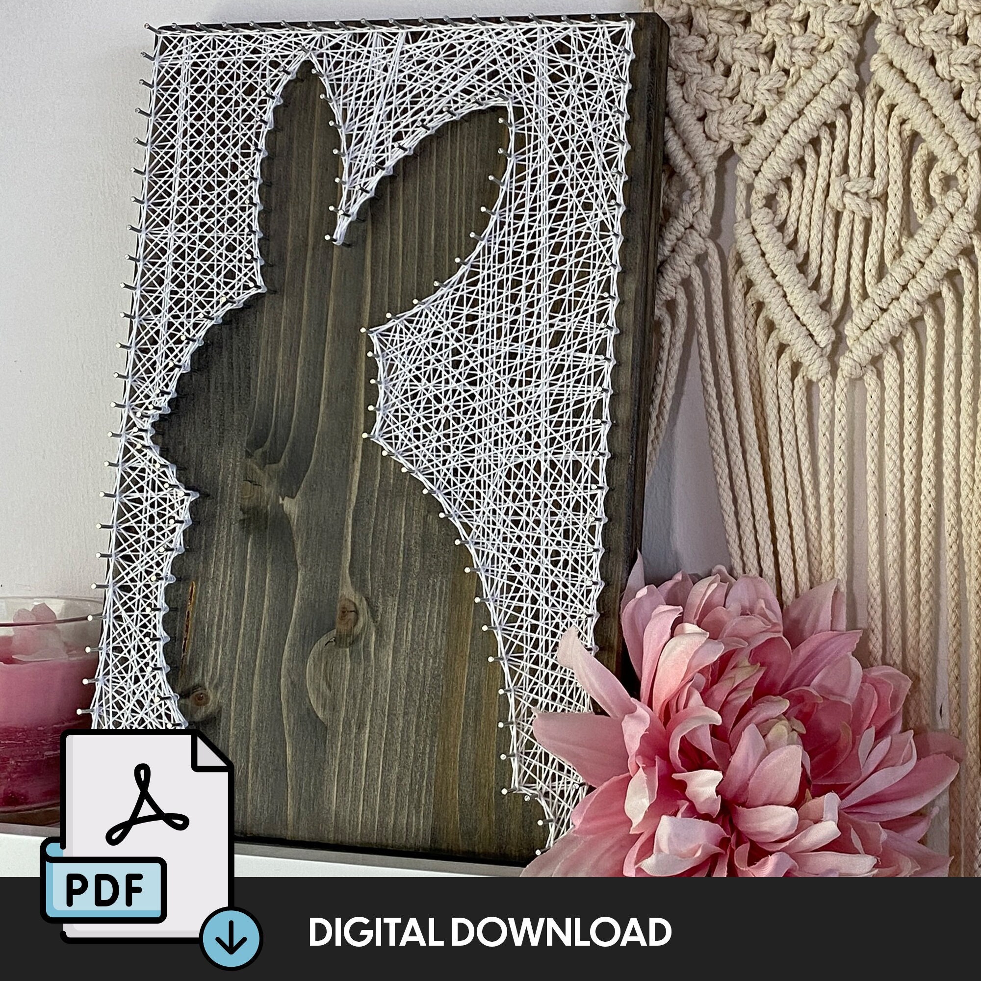 Silhouette Bunny - DIY String Art Pattern, Create Thread Art, Easter ...