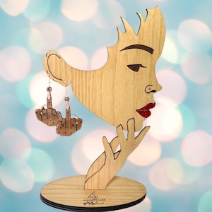 Laser Cut Wood Earrings, Middle Finger, F U Earrings, With Womans Nails And Polish, Laser Cut Earrings