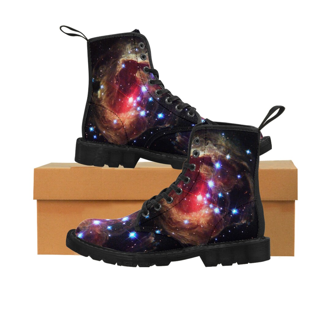 Galaxy Space Earth Print Men Women Leather Boots main image 1