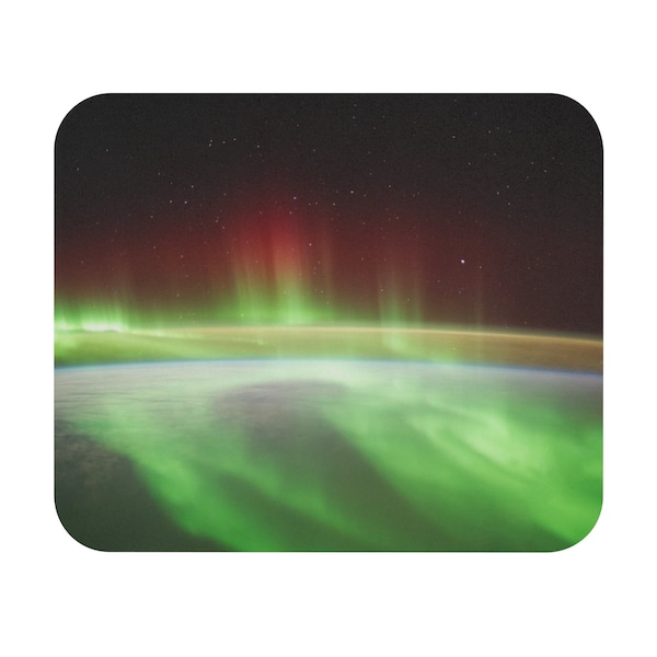 Aurora over New Zealand View of Earth from Space on Rectangular Mouse Pad, Desk Accessory