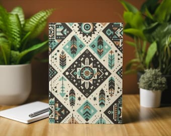 Native Hardcover Journal Matte, Blank Diary Notebook, Writing Sketchbook, Tribal Design, Gift for Writers, Artists, Students