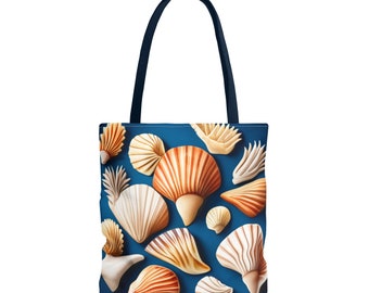 Sac fourre-tout en coquillages, sac tropical, sac en coquillages, sac sur le thème de la plage, sac de livre de plage, sac design océan, cadeaux de sac