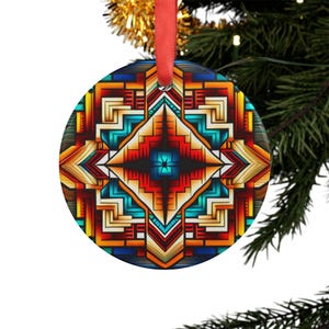 Ornament, Christmas Decoration, Tree Ornament, Native Ornament, Acrylic Ornament with Ribbon, Tribal Car Charm