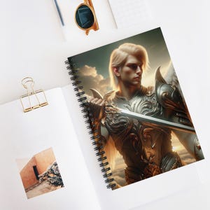 Mythical Warrior Spiral Notebook - Ruled Line, Fantasy Journal, Angelic Character Diary, Gifts for Writers, Unique School Supplies, Creative