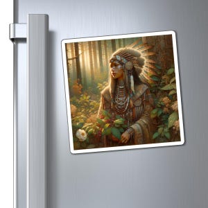 Imán de nativos americanos: decoración para refrigerador inspirada en el suroeste, imán de arte tribal, diseño de pueblos indígenas, regalo nativo americano, nativo