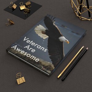 Military Veteran Hardcover Journal Matte, Army Navy Air Force Marine Gift Notebook, Patriotic Personalized Diary, Military Appreciation Gift