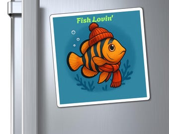 Fish Lovin' Magnet - Cute Fish Decor, Kitchen Accessory, Gift for Fish Lovers, Fun Refrigerator Magnet, Aquatic Themed Decoration