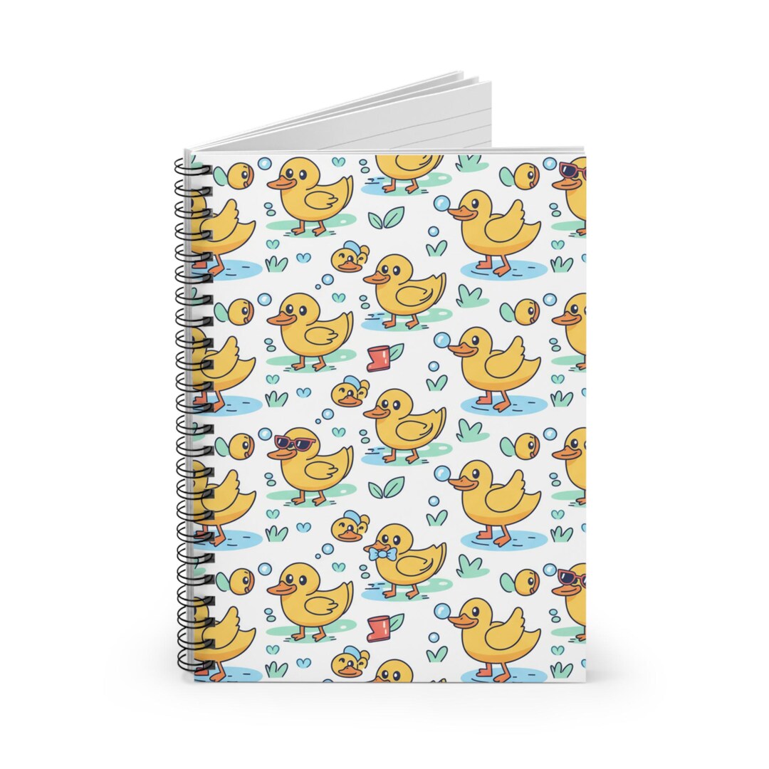 Cute Yellow Duck Pattern Spiral Notebook | Ruled Journal - Etsy