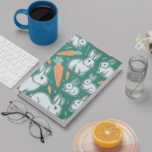 Journal lapin, joli carnet, journal intime unique, bloc-notes lapin, cadeau pour écrivains, cadeau de Pâques, cadeau pour amoureux des animaux, cadeau vétérinaire, thème lapin