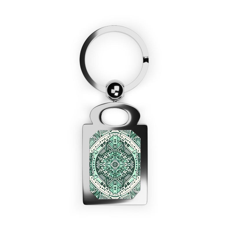 Indigenous Key Rings Rectangle Keyring, Indigenous Key Chain, Mint Green Key Holder, Tribal ...