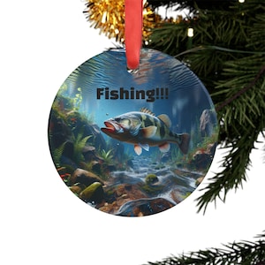 Acrylic Ornament: Bass Fishing Ornament for Christmas Tree, Holiday Gift, Fishing Enthusiast Decoration, Fisherman Ornament, Fishing Lovers