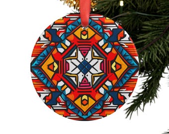 Acrylic Ornament, Native Design Ornament, Christmas Tree Decoration, Southwest Inspired Gift, Tribal Holiday Decor, Navajo Pattern Keepsake