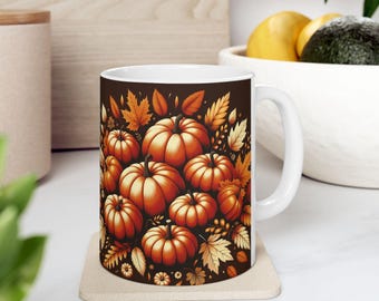 Autumn Pumpkin Ceramic Mug - Fall Coffee Cup, Seasonal Drinkware, Thanksgiving Gift, Cozy Home Decor, Pumpkin Spice Lover