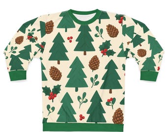 Christmas Pine Trees and Pinecones Sweatshirt | Holiday All-Over Print