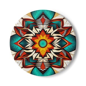 Żywa ceramiczna podstawka z mandalą, kolorowa dekoracja domu, wyjątkowy prezent dla miłośników kawy, podstawki na stół jadalny, ręcznie robione naczynia do picia