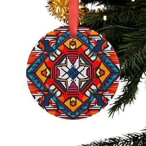 Acrylic Ornament, Native Design Ornament, Christmas Tree Decoration, Southwest Inspired Gift, Tribal Holiday Decor, Navajo Pattern Keepsake