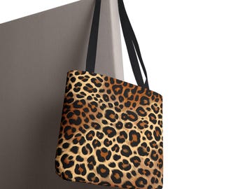 Wild Leopard Print Tote Bag | Fashionable Grocery Bags, Beach Totes, Shopping Bags, Gift for Animal Lovers, Stylish Purse, Book Bags