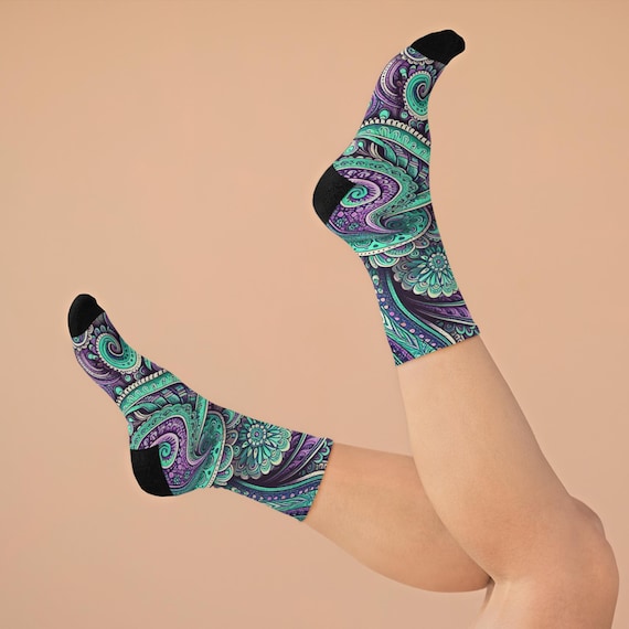 purple paisley dress socks Almost Paisley Gray and Purple Men's Dress Socks