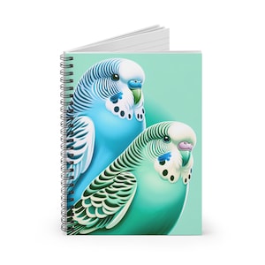 Quaderno a spirale colorato con pappagallino ondulato / simpatico diario per uccelli per prendere appunti, disegnare, regali, materiale scolastico, decorazioni estetiche