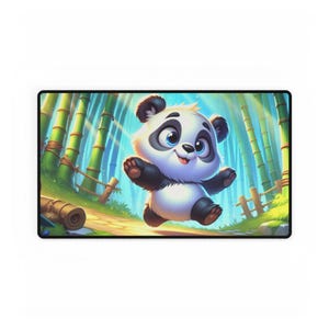 Panda Bear Desk Mat, Office Desk Accessories, Cute Desk Mat, Work from Home Essentials, Gaming Mouse Pad, Animal Lover Gift