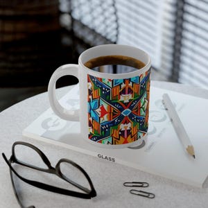 Native Jumbo Mug, 20oz - Ceramic Cup for Coffee or Tea - Southwest Inspired Design, Large Drinkware for Home - Unique Pottery Gift,