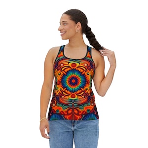Mandala Tank Top, Hippie Tee, Boho Sleeveless Shirt, Summer Festival Wear, Yoga Workout Top, Indian Design, African Motif, Indigenous