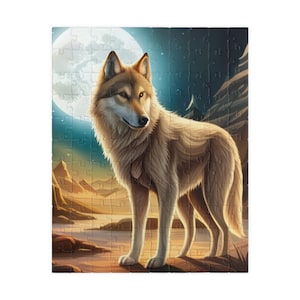 Puzzle Loup - Jeu familial d&#39;animaux sauvages, Activité relaxante sur une scène de la nature, Idée cadeau unique pour adultes et enfants, Intérieur