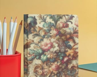 Diario floral, cuaderno botánico, diario inspirado en la naturaleza, diario de escritura a rayas, cuaderno de bocetos de flores, agenda de tapa dura mate