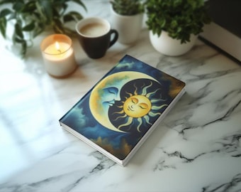 Diario de tapa dura Sol y Luna, Cuaderno Celestial, Agenda, Diario, Bullet Journal, Diario de Escritura, Diario Lunar y Solar, Regalos Galaxia