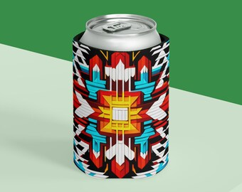 Tribal-Dosenkühler, Getränkehalter, Bierhalter, Getränkeisolator, gemusterter Dosenhugger, Geschenk für Naturliebhaber, einheimisches Erbe