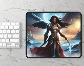 Guardian Angel Gaming Musmatta, Skyddande Ängel Skrivbordsmatta, Speltillbehör, Andlig Musmatta, Änglalik Datormatta, Änglavingar Kontor