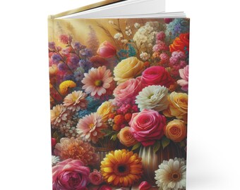 Diario floral de tapa dura, con vibrantes diseños florales, perfecto para escribir, regalo para jardineros, amantes de la naturaleza, diarios y regalos artísticos.