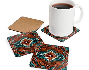 Juego de posavasos, posavasos tribales, posavasos aztecas, decoración de mesa bohemia, posavasos de madera, posavasos étnicos, regalo indígena, regalo de diseño africano