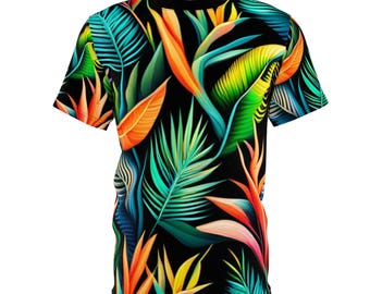 Hawaiian Shirt, Aloha Print Tee, Tropical Beach Tshirt, Floral Summer Top, Hawaiian Vacation Clothing, Gift for Holidays, Summer Shirts