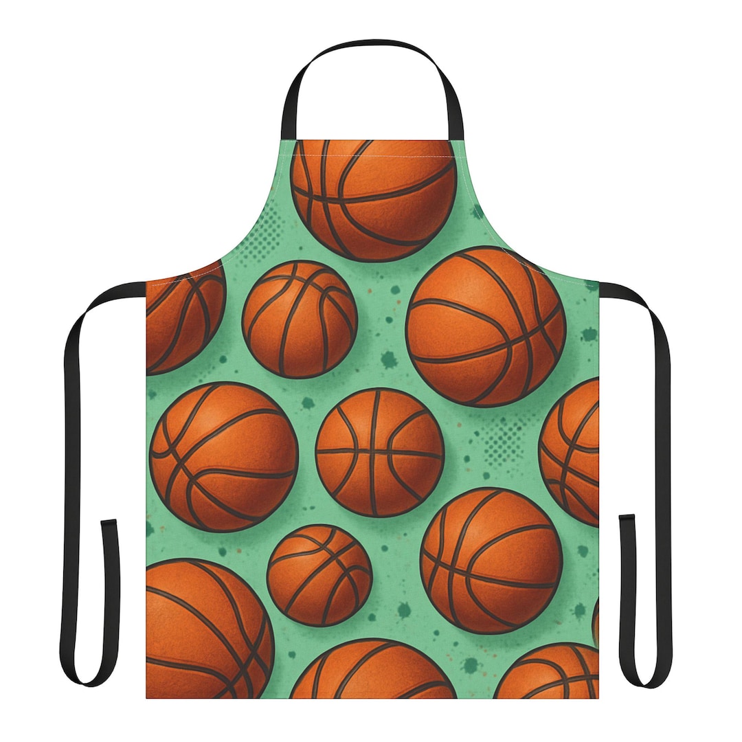 Basketball Pattern Apron | Sports Kitchen Apron With Orange Balls - Etsy