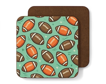 Football Coaster - Fun Game Day Drink Coasters, Football Decor, Home Bar Accessories, Sports Fan Gift, Party Supplies