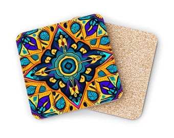 Posavasos tribales, posavasos para bebidas, posavasos de mesa, posavasos étnicos, decoración del hogar, posavasos nativos, regalo de inauguración de la casa, posavasos indígenas