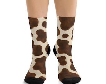 Cozy Cow Print Socks | Sustainable Footwear, Cute Fashion Accessories, Eco-Friendly Gifts, Animal Lover Gear, Fun Casual Wear