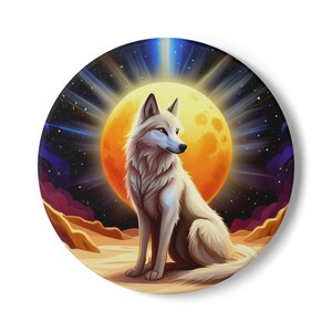 Posavasos de cerámica con diseño nativo americano de lobo y luna, posavasos tribal, regalo único para inauguración de la casa, decoración de cocina