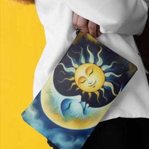 Celestial Sun and Moon Accessory Pouch for Makeup, Travel, Toiletries, Gifts, Organizer Pouch
