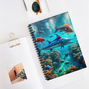 Ocean Life Spiral Notebook - Artistic Underwater Design, Marine Themed Journal, Gift for Beach Lovers, School Supplies, Aquatic Gifts