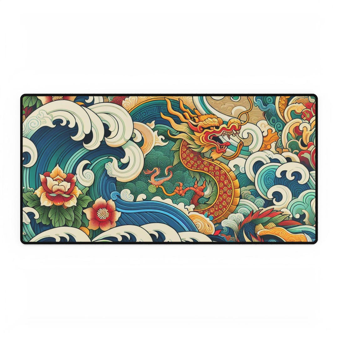 Oriental Desk Mat, Asian Style Table Protector, Zen Work Desk Accessory ...