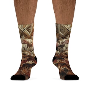 Tribal Socks, Eco-Friendly Art Socks | Sustainable Stylish Socks, Unique Gift for Nature Lovers, Bohemian Vibe, Everyday Wear, Sock Gift