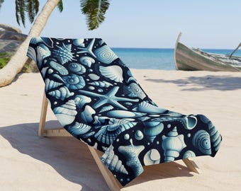 Ocean Shells Beach Towel - Perfect for Summer Days, Pool Parties, Coastal Decor, Vacation Essentials, Gifts for Beach Lovers, Nautical Towel