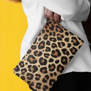 Wild Sleek Leopard Print Accessory Pouch, Chic Makeup Bag, Cosmetic Case, Trendy Clutch, Animal Print Organizer, Leopard Theme Gift