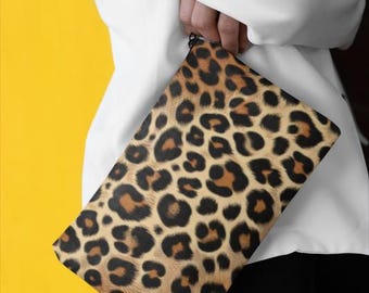 Wild Sleek Leopard Print Accessory Pouch, Chic Makeup Bag, Cosmetic Case, Trendy Clutch, Animal Print Organizer, Leopard Theme Gift