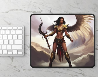Guardian Angel Gaming Musmatta, Himmelsk Skrivbordsdekor, Änglalika Datortillbehör, Skyddande Kontorsmaterial, Andlig Gamergåva, Ängel